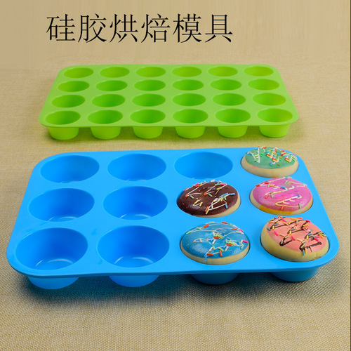 12 in a row 24 round silicone snack puff muffin pudding cup cake baking mold silicone soap candle mold