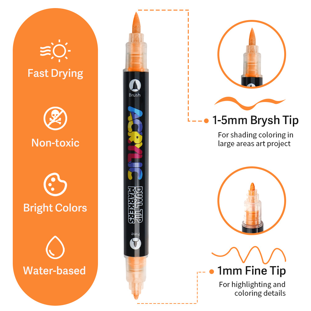 Transfronterizos de venta caliente blando y duro doble cabeza líquido directo acrílico marcador de pluma de color grande conjunto de estudiantes de pintura de arte marcador