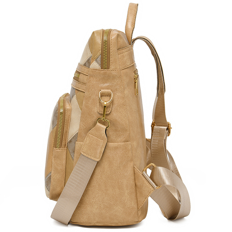 Comercio exterior al por mayor 2024 otoño nueva moda costura señoras mochila simple a cuadros mochila de viaje de doble uso marea