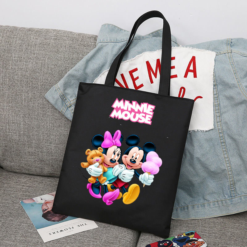 Mickey Minnie Mouse impreso bolsa de lona bolso de hombro bolso plegable bolso de compras