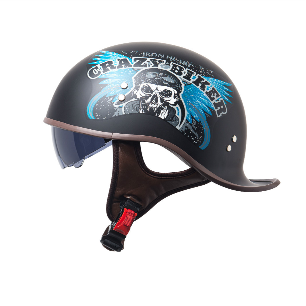 3C Certified Retro Motorcycle Half Helmet with Visor