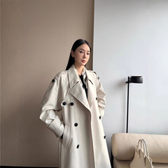 周淼ZHOUMIAO【巴黎旧梦】经典廓形翻领双排扣风衣长款气质外套女
