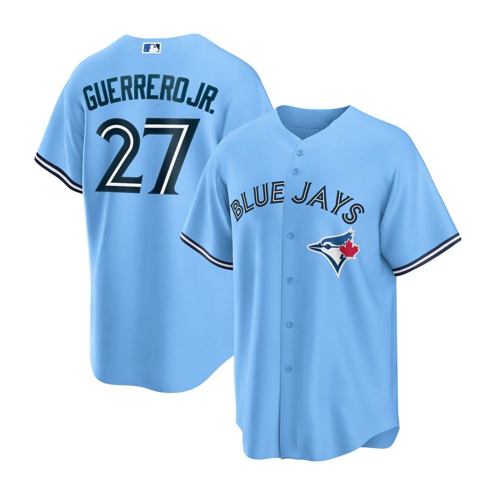 Бейсбольная форма Blue Jays с 3D-печатью: Blue Jays 11 Bichette, 27 Guerrero Jr.