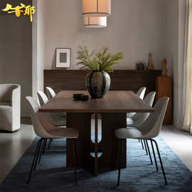 宅寂风实木造型桌子小户型餐厅饭桌个性创意书桌复古时尚实木餐桌
