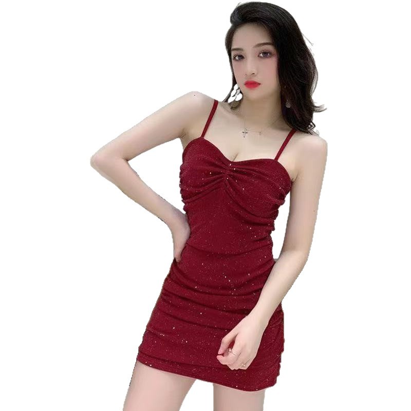 アメリカの気質ギャルのセクシーなストラップのワンピースの女性の夏の新型の背中のしわのガードルはやせています。