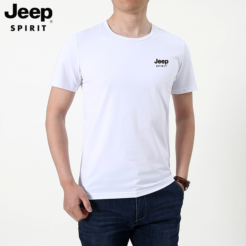 JEEP SPIRIT男士短袖T恤圆领透气大码男装时尚休闲T恤打底衫