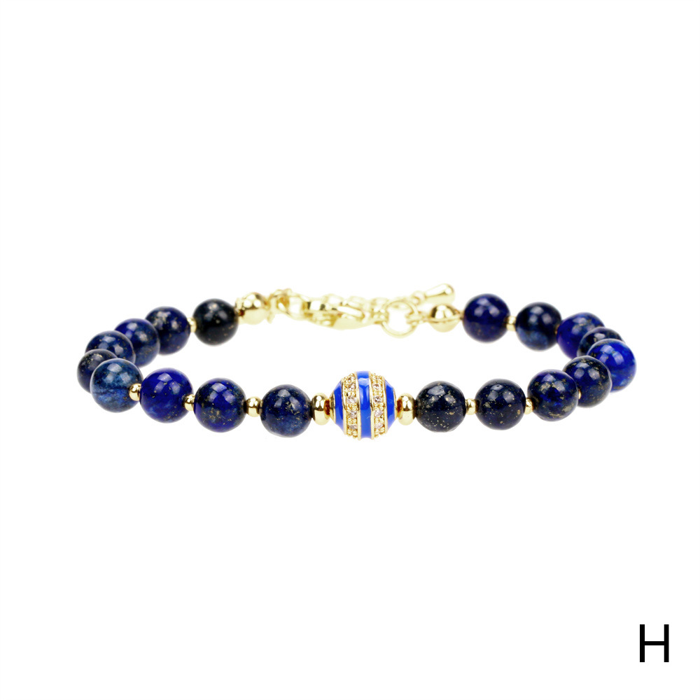 Fashion Semi-precious Stones Black Agate Gold Bead Drip Oil Copper Bracelet display picture 8