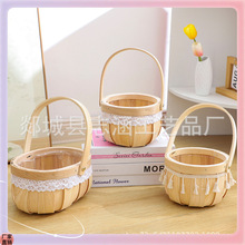 ǒ三八妇女节花篮柳编草编篮铁艺手提花篮藤编伴手礼花蓝花盆插花
