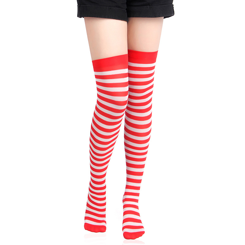 Cross-border damas rayas rodillas medias medias medias de Navidad medias medias de Halloween medias europeas y americanas medias de cosplay