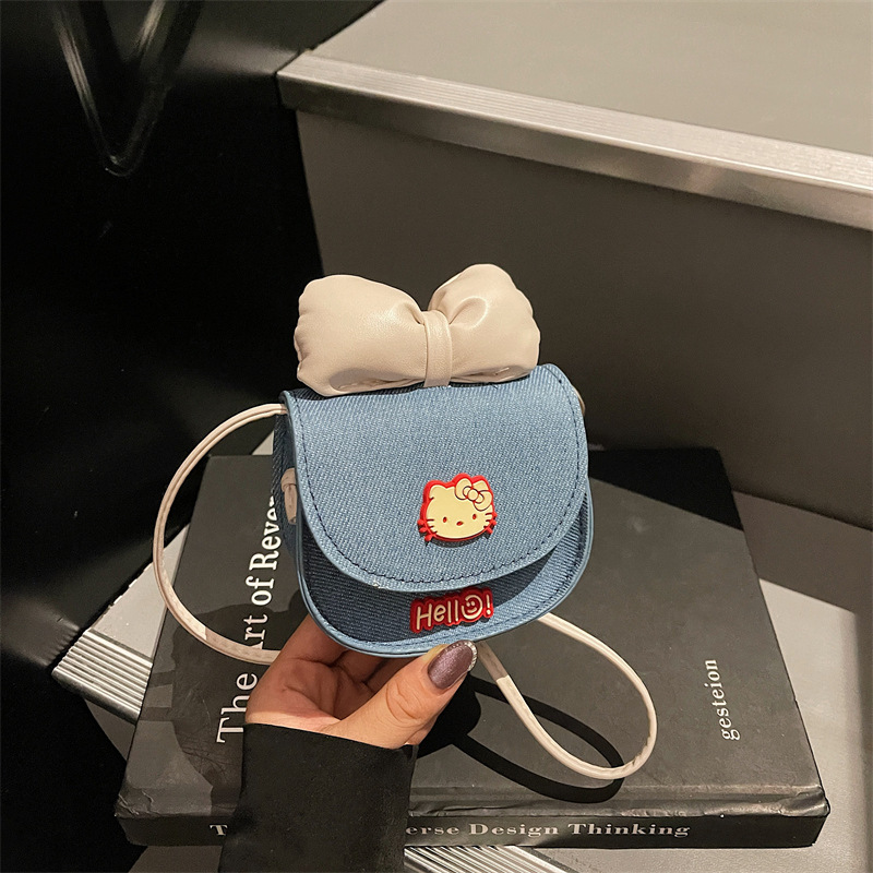小女孩包包2025新款时尚洋气蝴蝶结女童斜挎包夏天猫咪卡通马鞍包|undefined