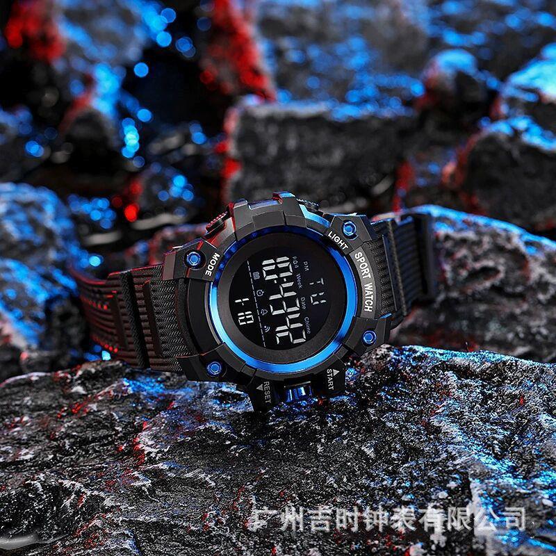 Nuevos hombres multi-funcional impermeable deportes reloj electrónico masculino estudiante de secundaria reloj montañismo al aire libre reloj de Dial grande