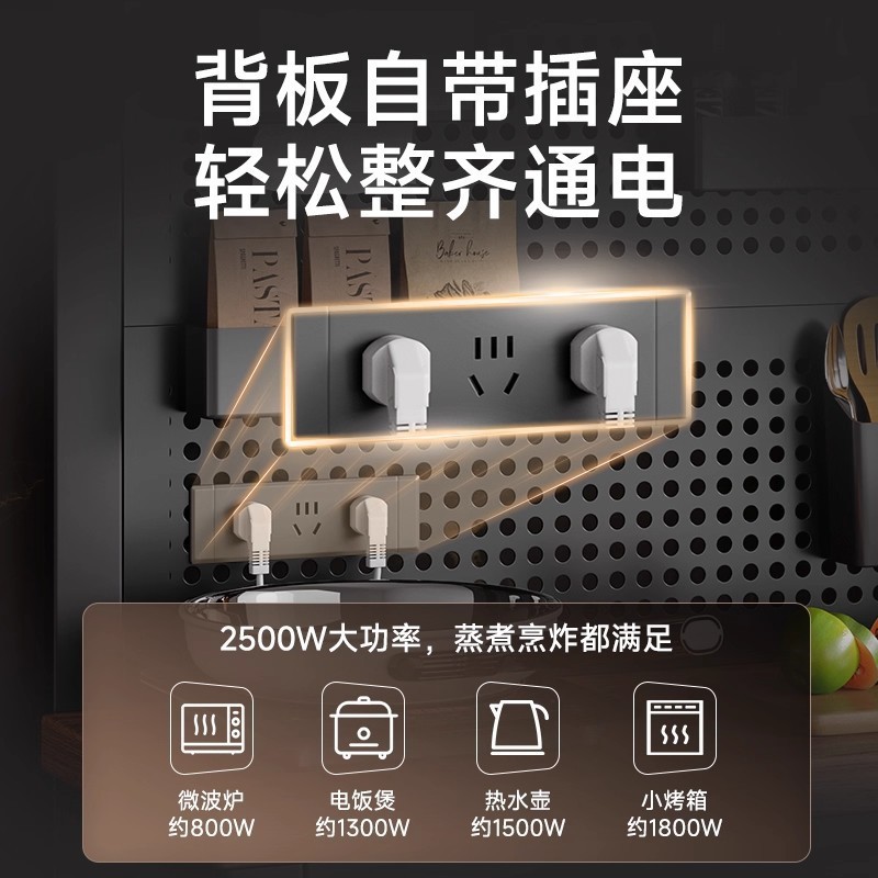 新款厨房置物架多功能洞洞板靠墙工作台微波炉锅具收纳架餐边橱柜|undefined