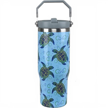 亚马逊爆款30oz不锈钢冰爆杯品牌同款冰霸杯提手吸管汽车杯图案