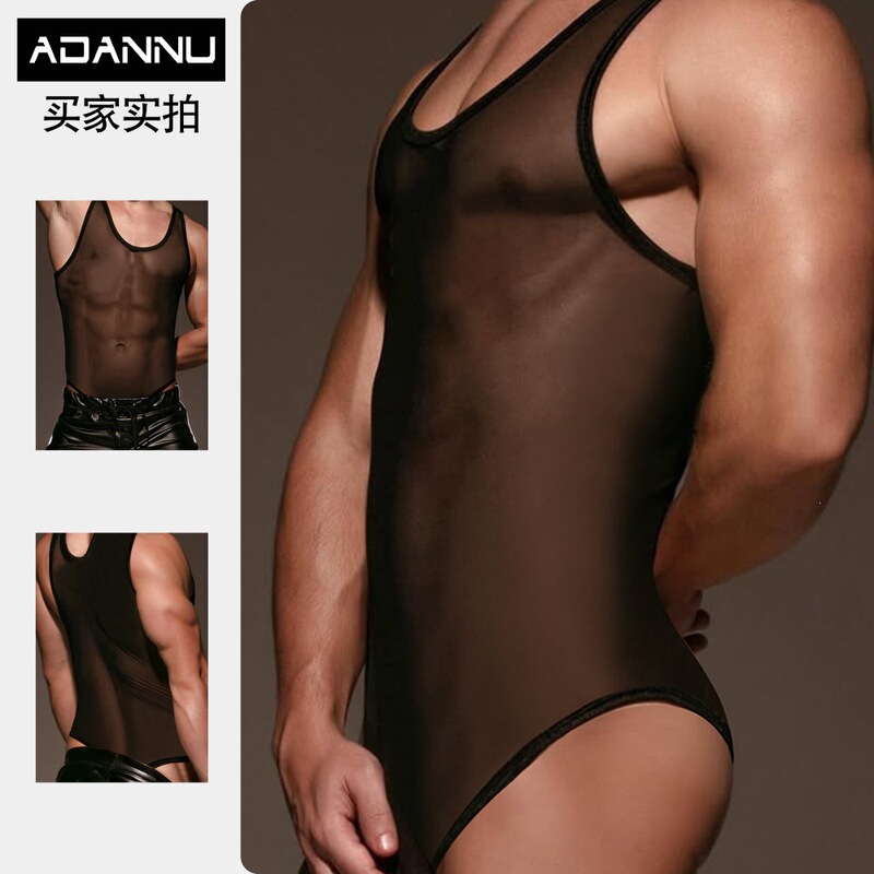 ADANNU see-through men's one-piece shapewear, comfortable and quick-drying fitness body shaper tank top, silky smooth slim-fit garment ADANNU see-through men's one-piece shapewear, comfortable and quick-drying fitness body shaper tank top, silky smooth slim-fit garment