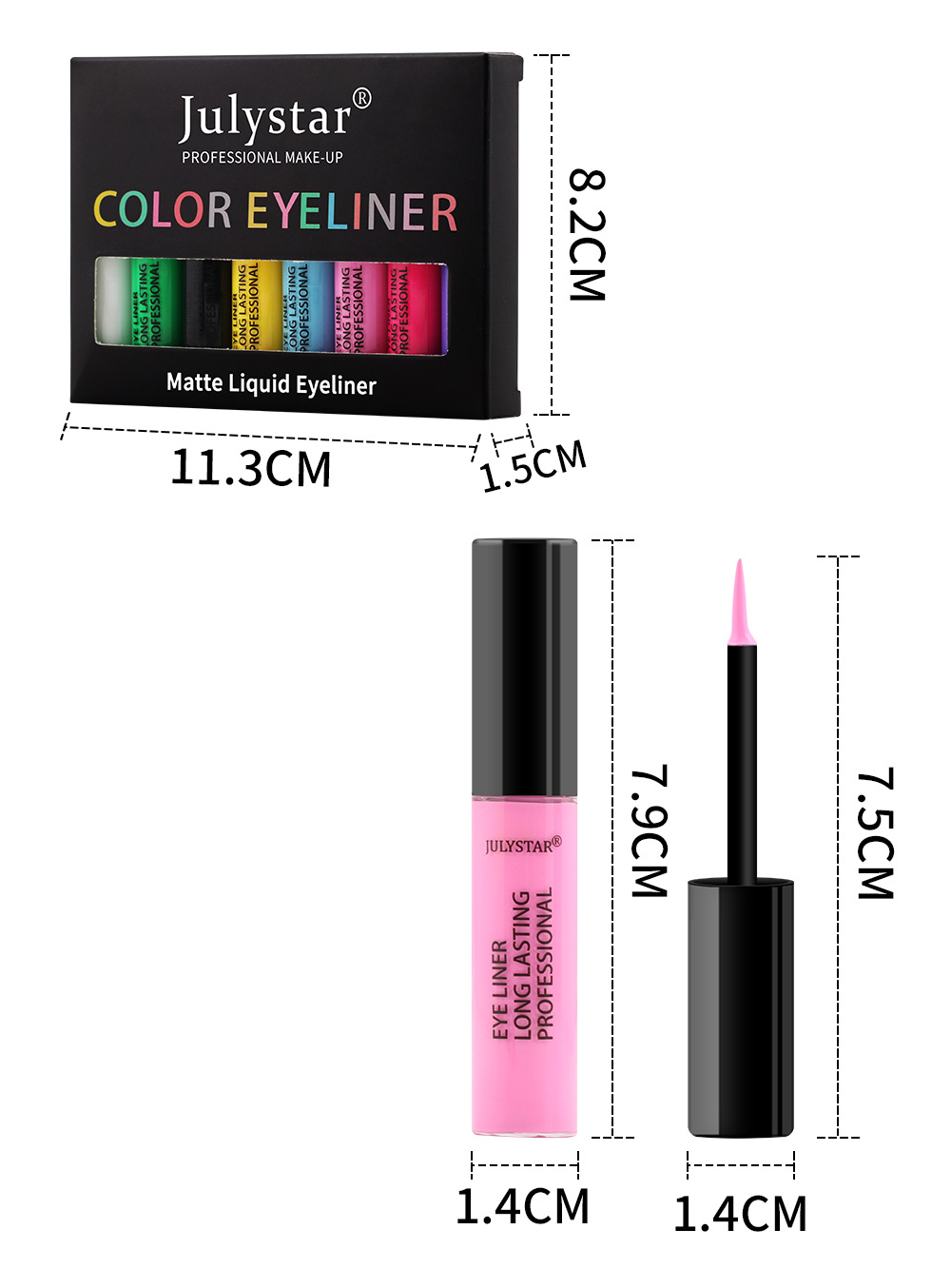 julystar Southeast Asia Foreign Trade Cool Black Eyeliner Liquid Pen Cross-border Europe and America Waterproof Colored Eyeliner Pen Set Wholesale Application Scenario