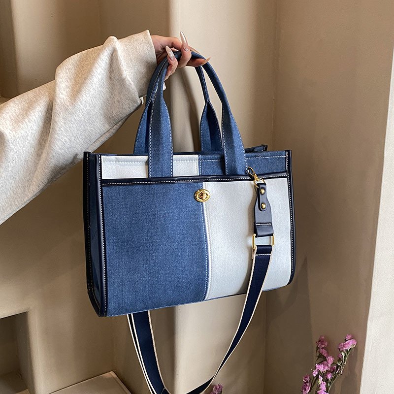 Bolso de Mezclilla para Mujer, Nuevo Modelo 2025, Color Combinado, Estilo Patchwork, Bolso de Hombro, Bandolera, Bolso Casual para Viajes Diarios