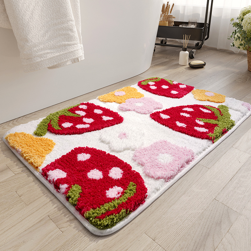 Almohadilla de baño de rebaño - bayas nuevas blancas