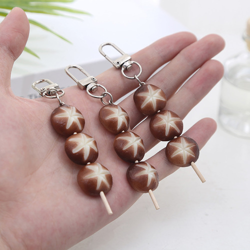 Simulated Oden mushroom string keychain, simulated mushroom model ornaments, fun food door buckle hangings wholesale