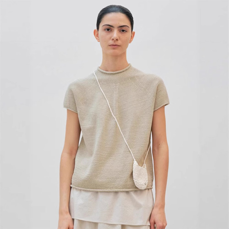 TH ~ ROW Short-sleeved T-shirt Women's 2025 Spring/Summer New Korean Designer moia Knitted Shirt Top