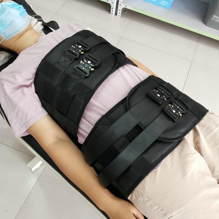 腰椎牵引带黑色可调节魔术粘扣插扣牵引床可用绿帆布腰间突出拉伸
