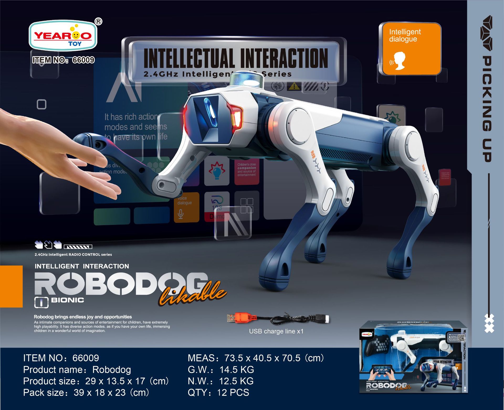 robot inteligente de control remoto perro con brazo robótico función de rebote juguete de programación