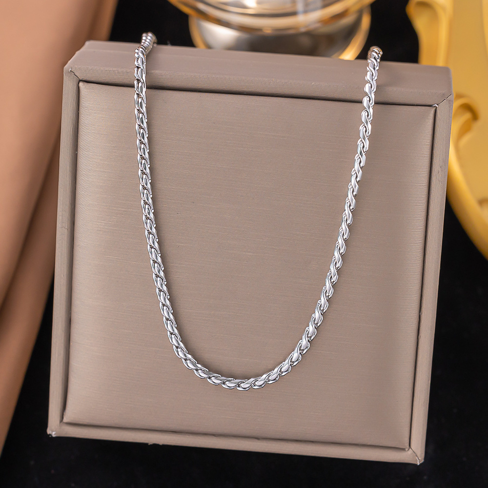 【XLH1264】3mmS 체인 목걸이 스틸 컬러