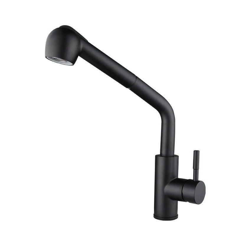Black 304 stainless steel pull-out kitchen faucet sink sink telescopic universal hot and cold faucet