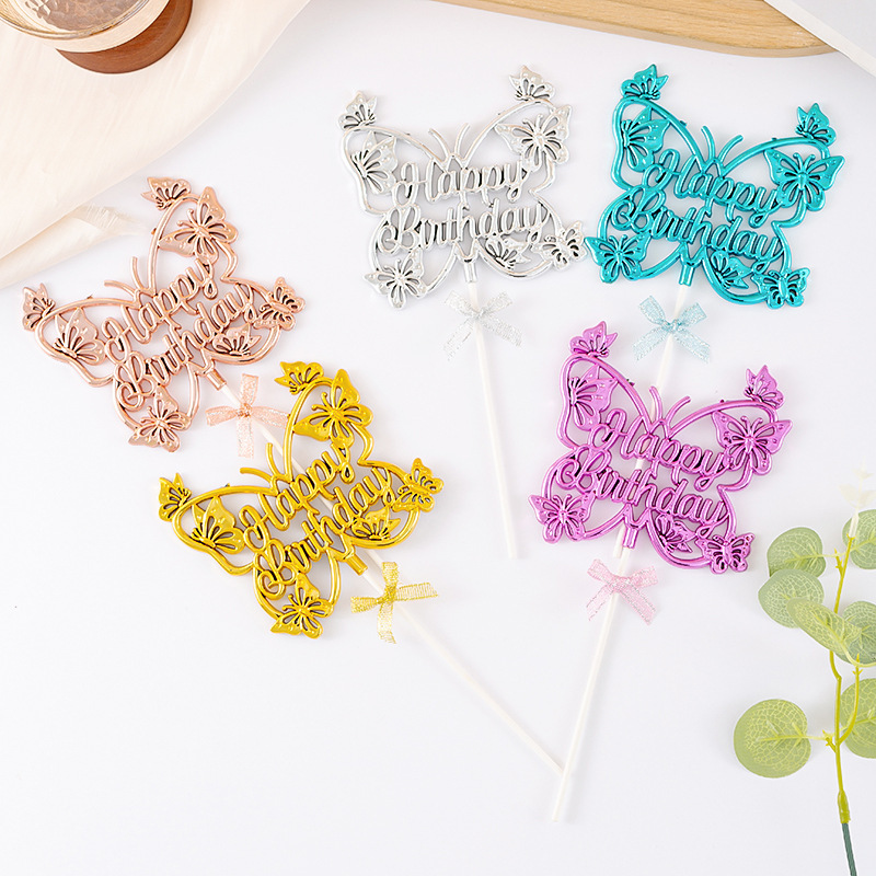 Nuevo transfronterizo mariposa tridimensional decoración de pastel de fiesta de postres decoración de pastel de fiesta
