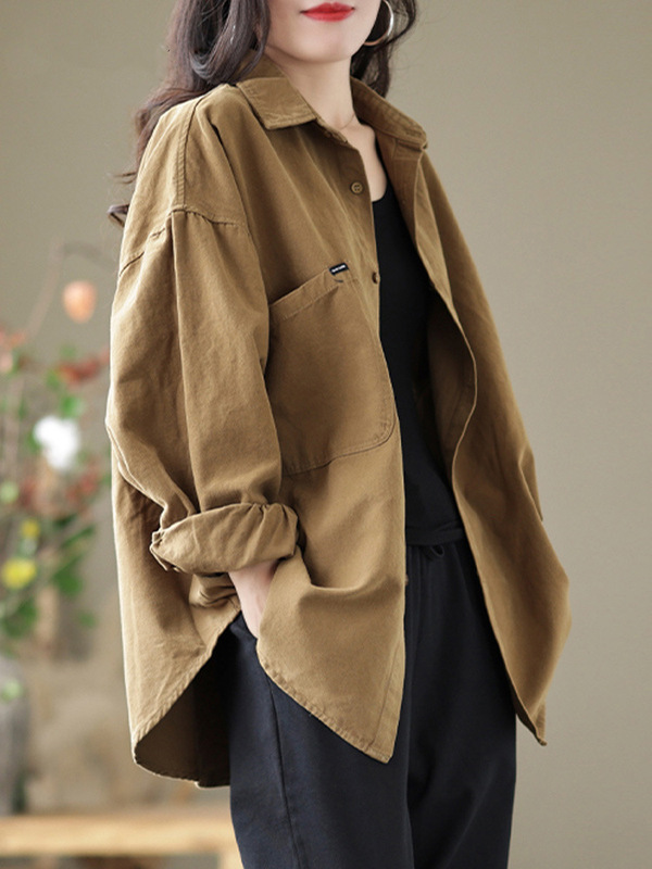 Pure Cotton Casual Denim Shirt Jacket for Women Spring & Fall New Korean Style Loose Retro Hong Kong Style Slim Shirt for Small People