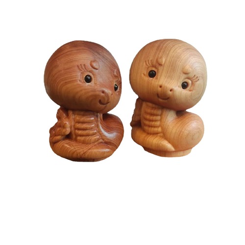 Carved Yaogui Wood Animal Zodiac Beauty Snake Handle Piece Small Ornament Craftwork Whetstone Wholesale