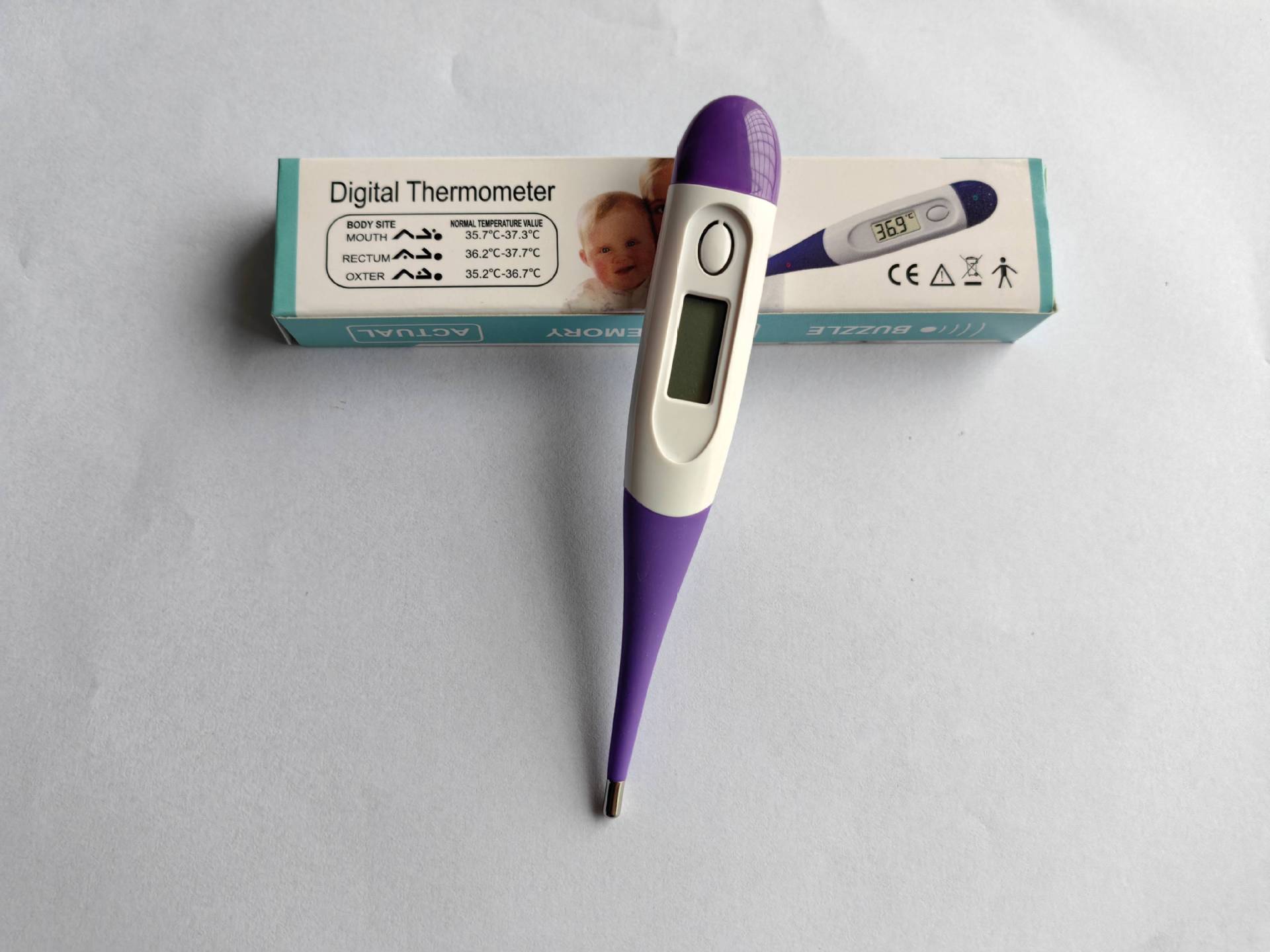 Termómetro electrónico de cabeza suave, termómetro de precisión digital para adultos y niños bajo la cavidad axilar, logotipo personalizado