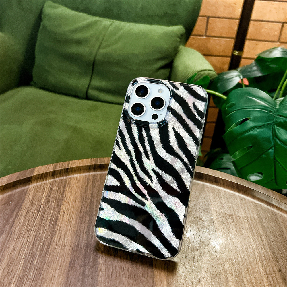 Simple Zebra Pattern Double Layer IMD Mobile Phone Case for Apple 16/15PRO Niche Drop-resistant iPhone14/13