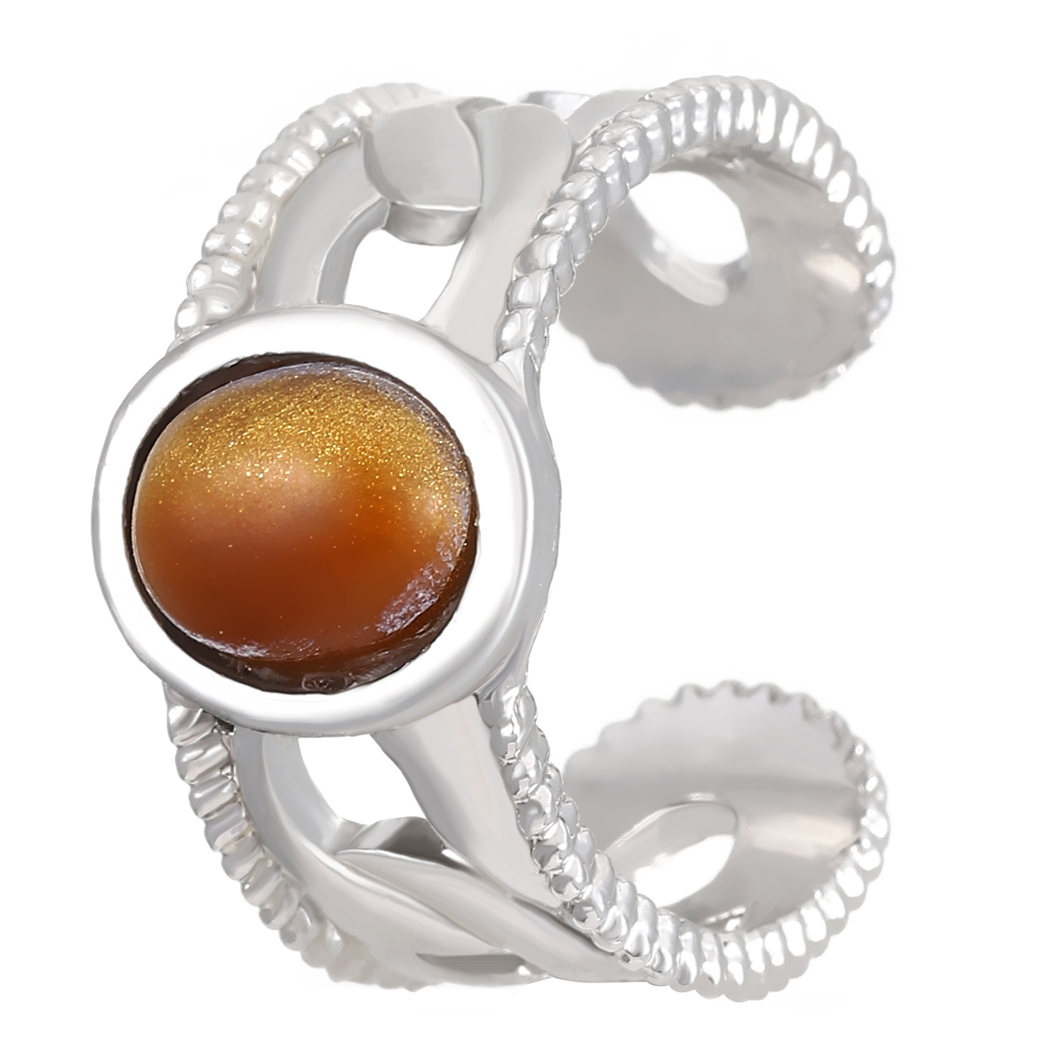 Melard Tigerauge-Ring für Damen, offener Ring, Niche Design Sense, massiver, ovaler Ring für den Zeigefinger_voghion.com