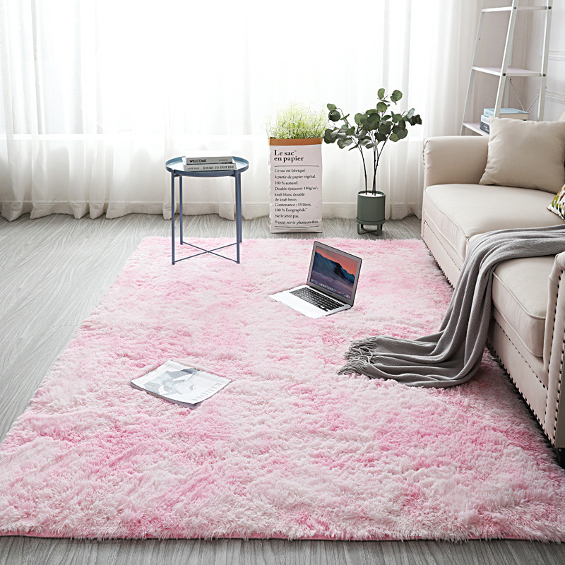 simple alfombra de sala de estar seda doméstica dormitorio chica alfombra de pelo largo mantas de cama estampado sofás de peluche cojín de mesa de té