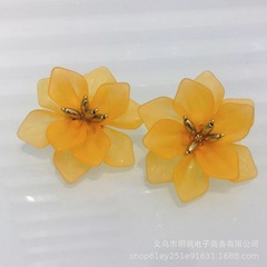 韓国風アクリルフラワーイヤリング、新鮮でファッショナブル、誇張された手作りの気質、甘くてエレガントな女性用イヤリング