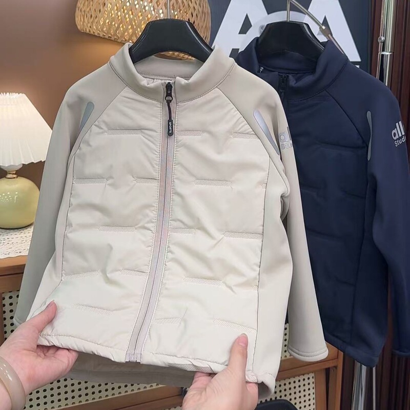 男童秋冬外套2025洋气韩版棉服薄棉袄中大童外套藏青色米咖色现货|undefined
