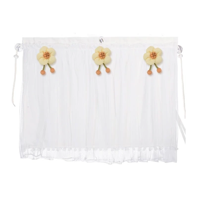 Car curtains Baby Sun Protection and Insulation - suction-cup-corn-grid-double-layer-curtain-white-with-pumpkin-flower-beige