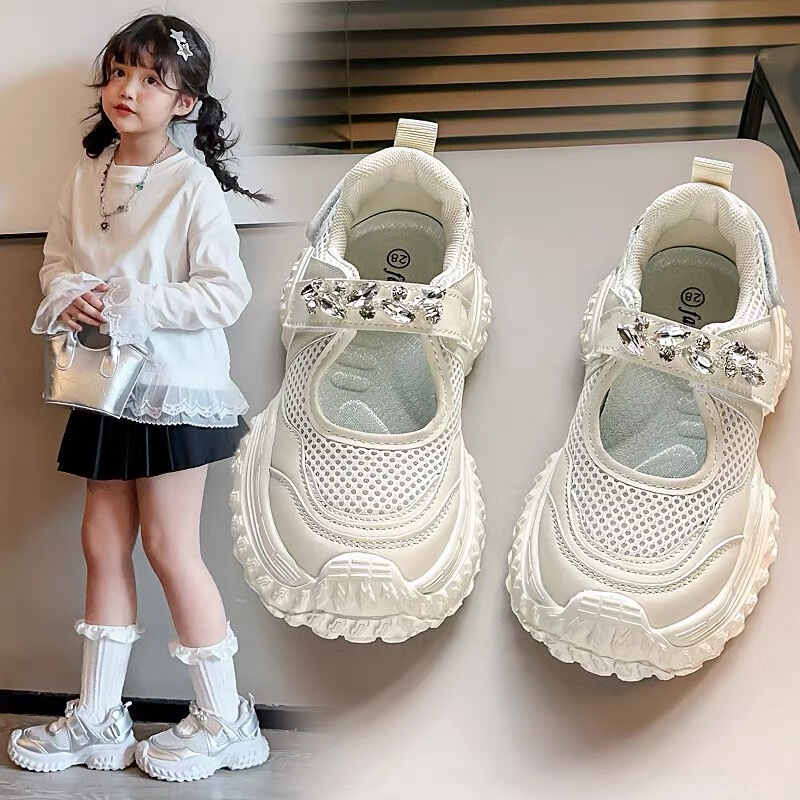 Girls' Shoes Mesh Sneakers Closed-Toe Sandals 2026 Spring and Autumn New Fashion Breathable Dad Shoes for Girls