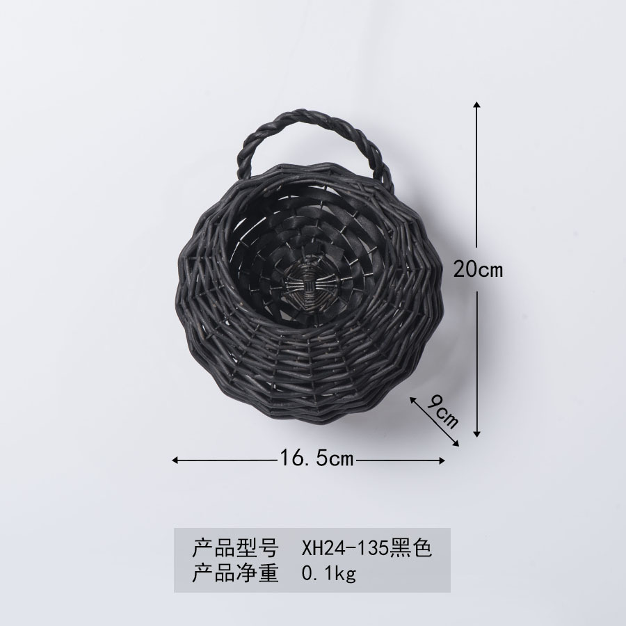 Cesta de flores de caña de sauce de pared creativa tela a mano cesta de flores colgante de cestas de almacenamiento multi-carne pared colgante de maceta