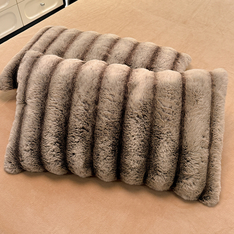 Juego de cuatro piezas de felpa de conejo de terciopelo de leche, terciopelo de coral de invierno, sábana gruesa y cálida, funda de edredón, franela, felpa de doble cara