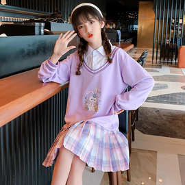 女童装春装可爱女童JK学院风裙子儿童洋气小女孩星黛露百褶连衣裙
