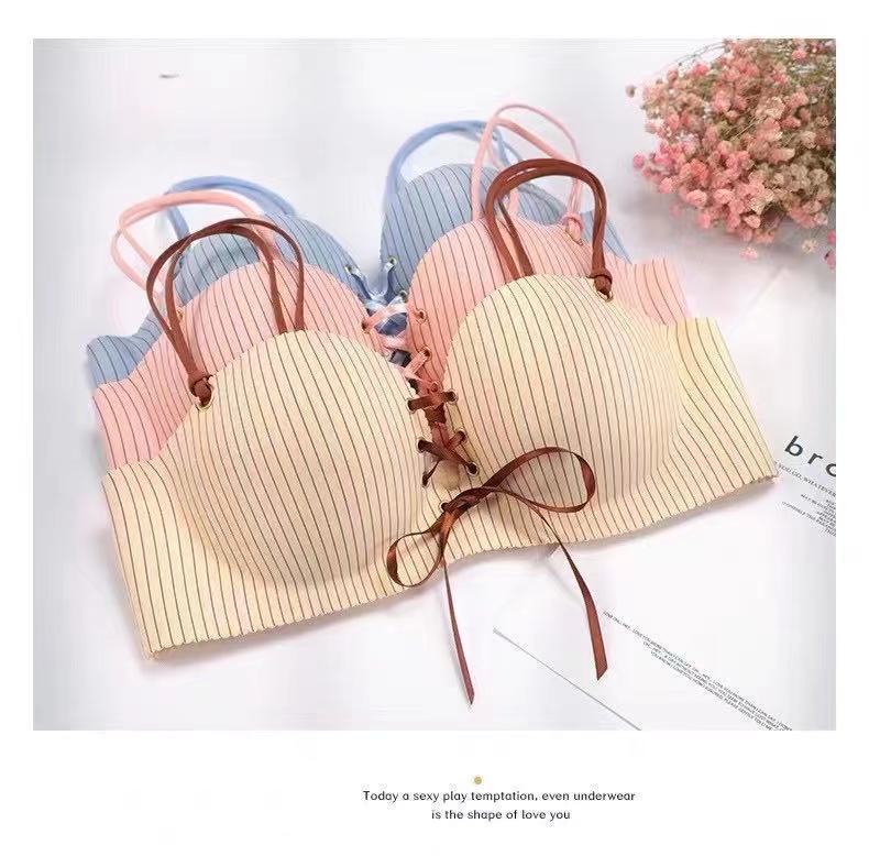 Normal shipping banana stripe LB one-piece simple strap gathered underwear soft no steel ring hand bra