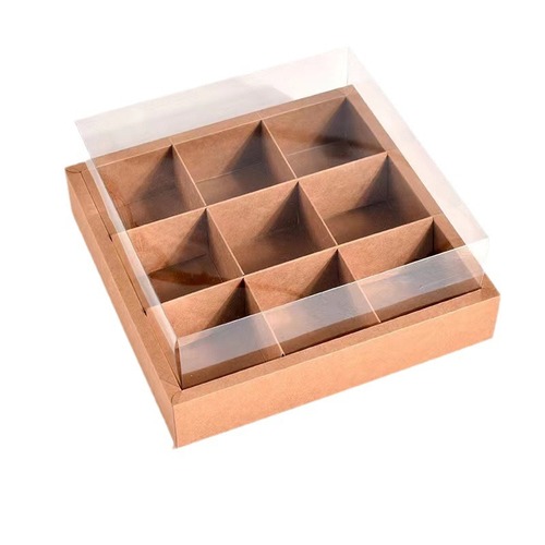 Nine-grid dessert box cake box hot pot takeout packing box biodegradable disposable kraft paper snow skin mochi large size