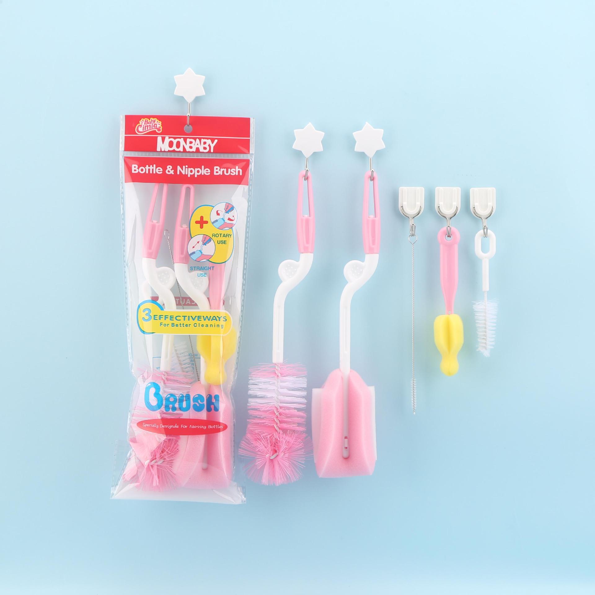 Le Ermei Juego de 5 piezas Cepillo para biberón Juego de 5 piezas Cepillo para biberón giratorio 5 en 1 Cepillo para biberón Juego de cepillo para pezones