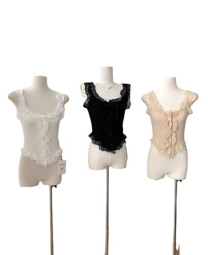 Lace Sleeveless Vest Women's Summer New Pure Sexy Style Knitted Sweater Top