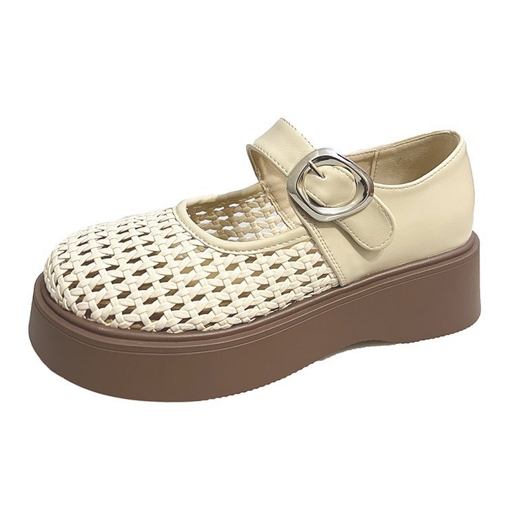 Sandalias de moda para mujeres 2026 nuevo verano agujero de red mitad zapatillas con una sola gruesa cabeza grande zapatillas frías con falda
