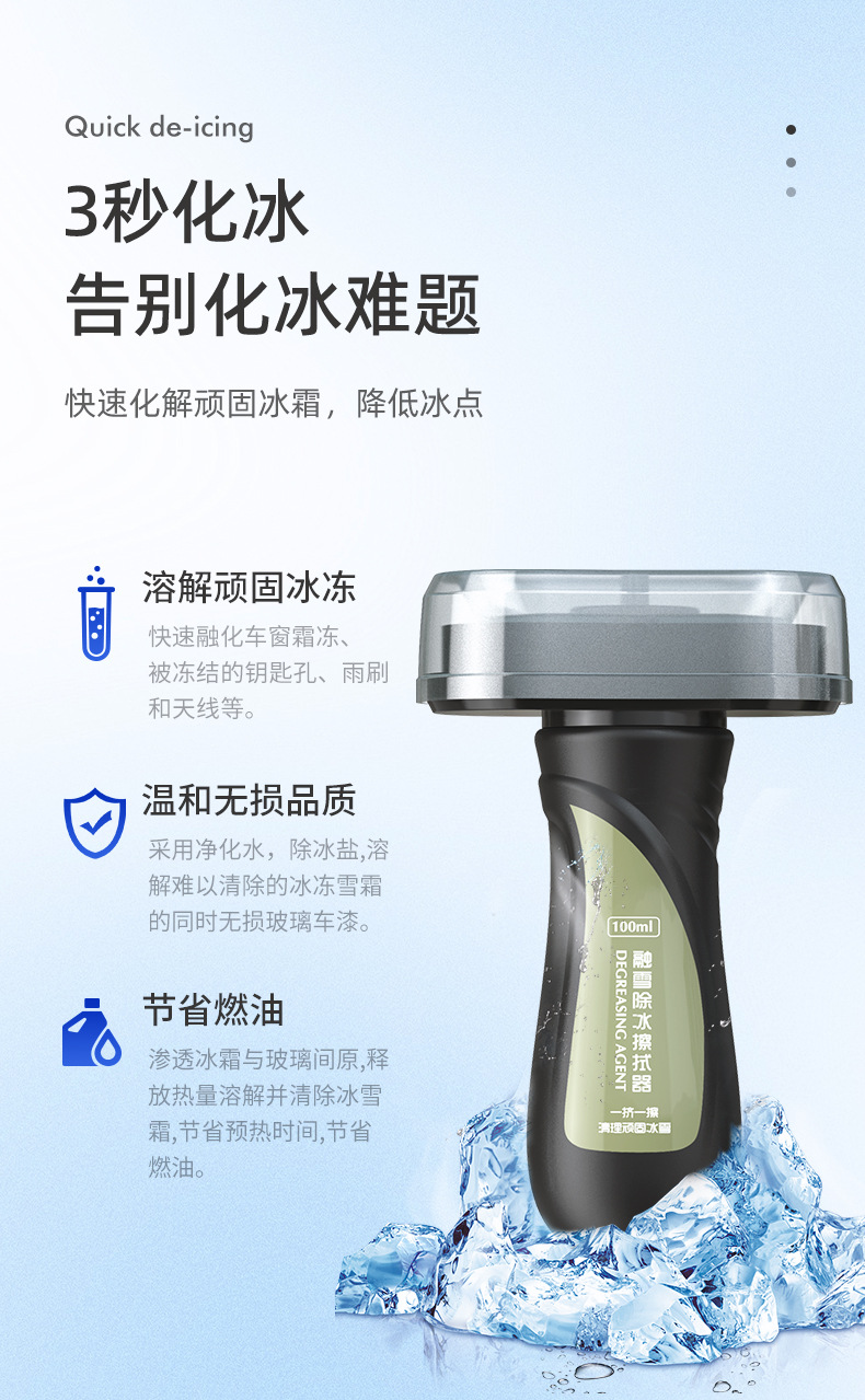 Snow Melting and De-Icing Agent for Car Glass, Anti-Freeze, Defrost and Snow Removal Tool for Car Windows and Front Windshield, Anti-Icing and Snow Removal Tool