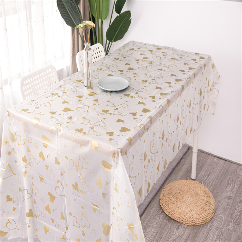 Mantel Rectangular de Polietileno con Puntos Dorados, Impermeable y Resistente al Aceite, Decoración para Fiestas de Halloween, Mantel Ecológico de Fábrica, Disponible en Stock.