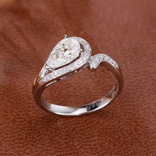 18K White Gold 1 karat GIA Natural Diamond Water Ring Women's Ring Wedding Ring Pear Shaped Water Drop Diamond Ring Inlay Factory