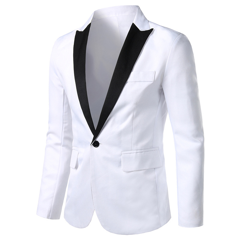 Lässige kleine koreanische Version für Herren, modische Jugend-Slim-Fit-Anzugsjacke mit Farbblockierung_voghion.com